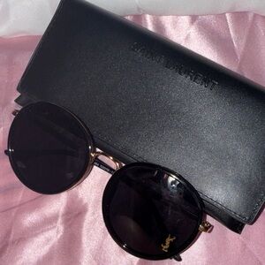 Saint Laurent Black Leather pouch with Sunglasses